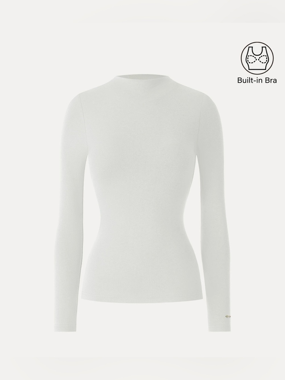 OGL LiteWarm Mockneck Long-Sleeve Top with Built-In Bra Size XS NWT Milk Cream